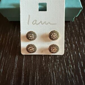Gold and Silver Stud Earrings
